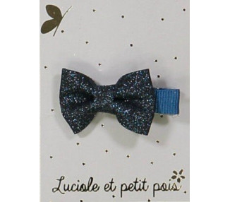 Barrette Mini Papillon - pince CROCODILE Bleu