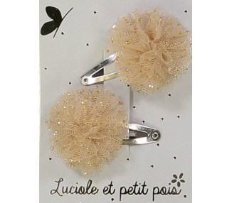 Mini pompons tulle doré pailleté