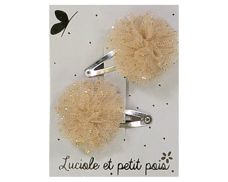 Mini pompons tulle doré pailleté