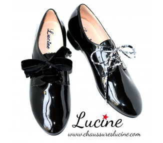 Léontine - haute talonnette 2cm- cuir VERNIS NOIR