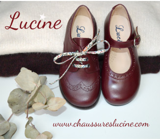 Chaussures fille à boucle Bérénice - cuir BORDEAUX