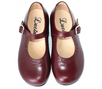 Chaussures fille à boucle Bérénice - cuir BORDEAUX