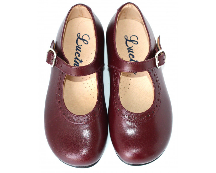 Chaussures fille à boucle Bérénice - cuir BORDEAUX