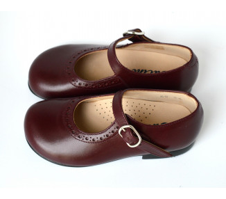 Chaussures fille à boucle Bérénice - cuir BORDEAUX