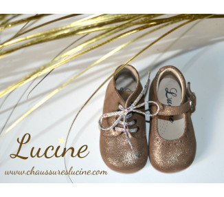 Chaussures Babies Charles IX Alice à boucle - cuir TAUPE Irisé