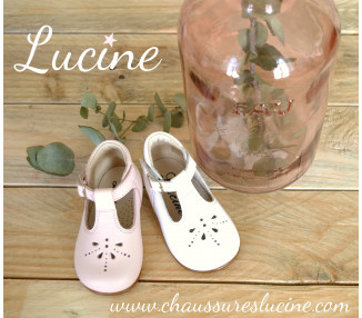 Chaussures Bottillons Salomé bébé à boucle Aloïs - cuir ROSE pâle