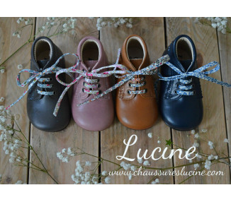 Chaussures bébé bottillon à lacets Athénaïs - cuir GRIS taupe