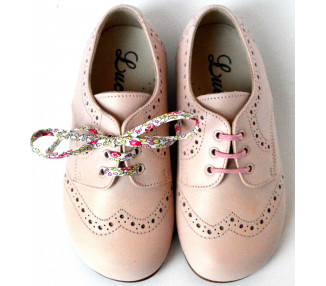 Chaussures derbies fille à lacets Gabriel bout golf - cuir rose pâle