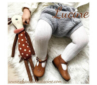 Chaussures bébé style rétro à boucle en cuir camel