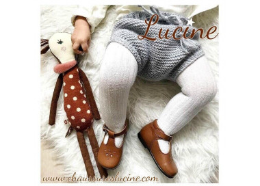 Chaussures bébé style rétro à boucle en cuir camel