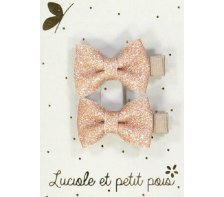 Mini papillons glitter – Rose (paires)