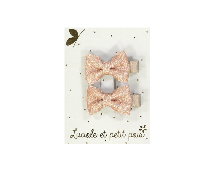 Mini papillons glitter – Rose (paires)