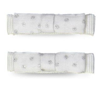 Barrettes mini kimono – Blanc pois argent CROCODILE