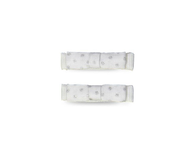 Barrettes mini kimono – Blanc pois argent CROCODILE