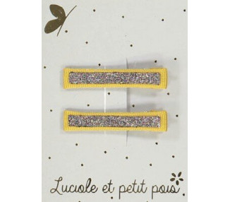 Barrettes pinces CROCO – Moutarde (paires)