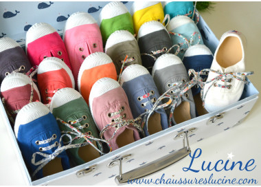 Tennis baskets en toiles coton biologique à porter avec ou sans lacets pour bébé enfant et adulte
