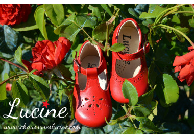 Bottillons Salomé bébé en cuir rouge