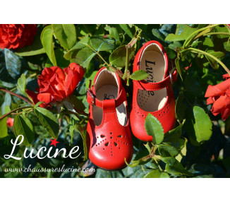 Chaussures Babies Charles IX Alice à boucle - cuir ROUGE vif