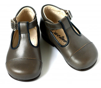 Chaussures bébé bottillons Salomé à boucle Alexandre - cuir GRIS taupe