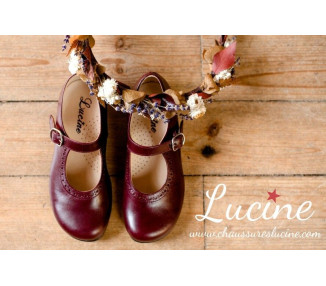 Chaussures fille à boucle Bérénice - cuir BORDEAUX