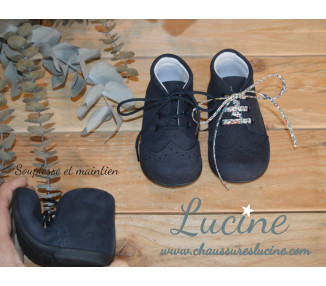 1er PAS- Azylis très SOUPLES-T18/26- Nubuck MARINE-Bout golf