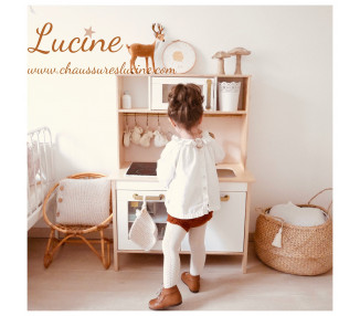 Chaussures rétro pour fille en cuir camel