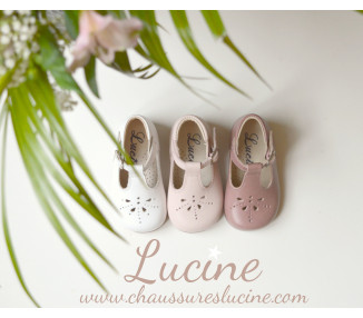 Chaussures Bottillons Salomé bébé à boucle Aloïs - cuir ROSE pâle