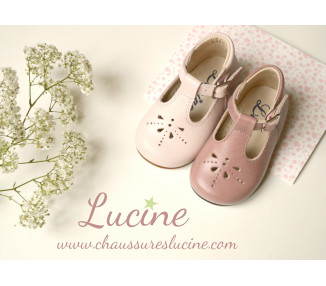 Chaussures Bottillons Salomé bébé à boucle Aloïs - cuir ROSE pâle