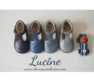 Bottillons bébés mixtes en cuir doublés cuir ouverts à boucle