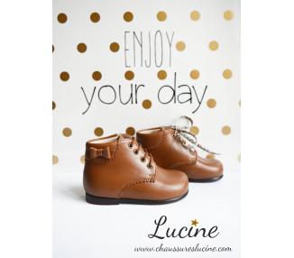 Chaussures montantes en cuir entièrement doublées pour fille