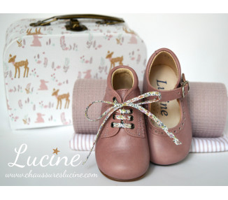 Chaussures Babies Charles IX Alice à boucle - cuir VIEUX ROSE