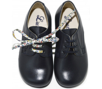 Chaussures derbies enfant à lacets Gaël - cuir bleu marine