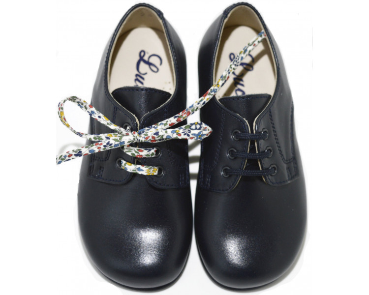Chaussures derbies enfant à lacets Gaël - cuir bleu marine