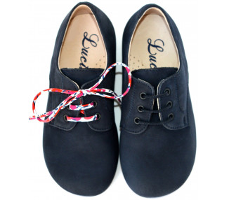 Chaussures derbies enfant à lacets Gaël - nubuck bleu marine