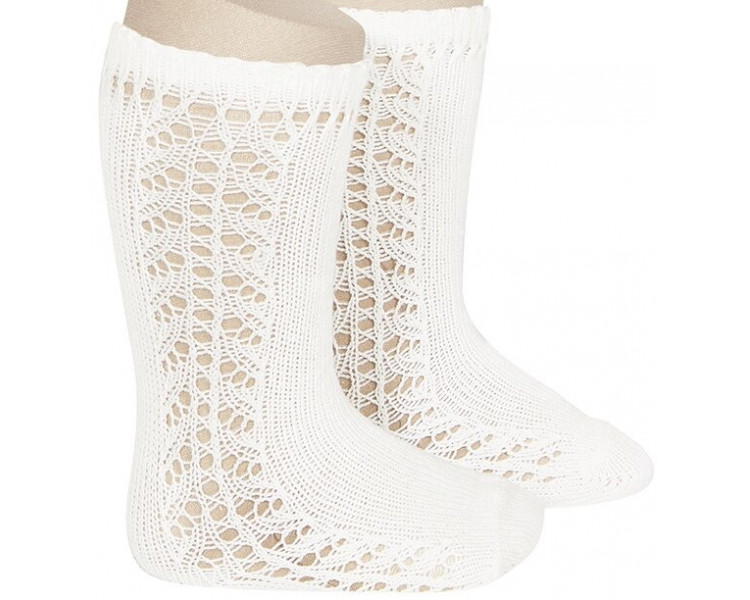 1 Paire De Chaussettes Hautes Texture Blanche Pour Femme, Anti