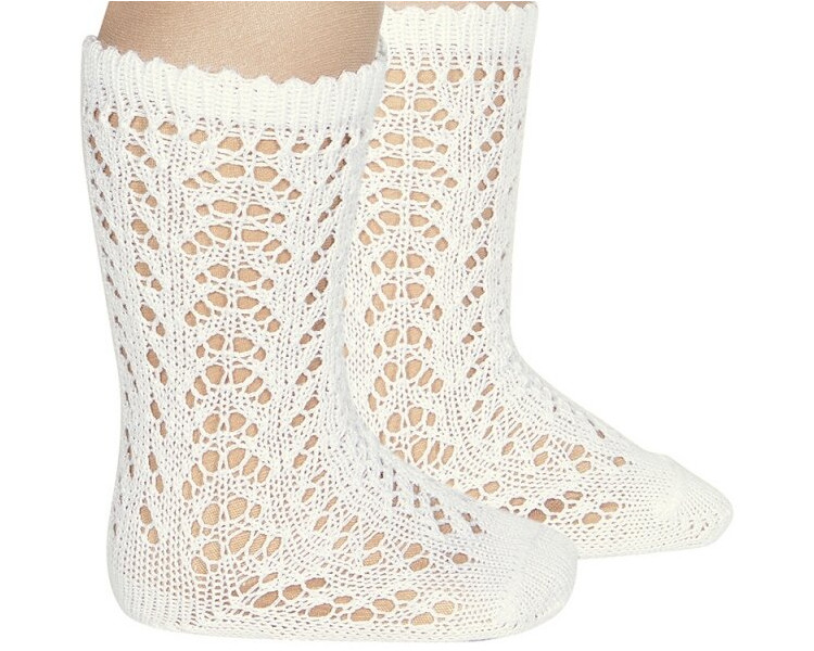 BLANC - Chaussettes HAUTES coton ajouré BLANC - Chaussettes HAUTES coton ajouré