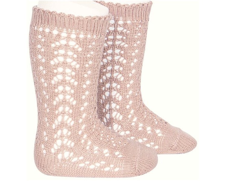 ROSE - Chaussettes HAUTES coton ajouré