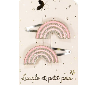 Barrette arc-en-ciel – Rose (paire)