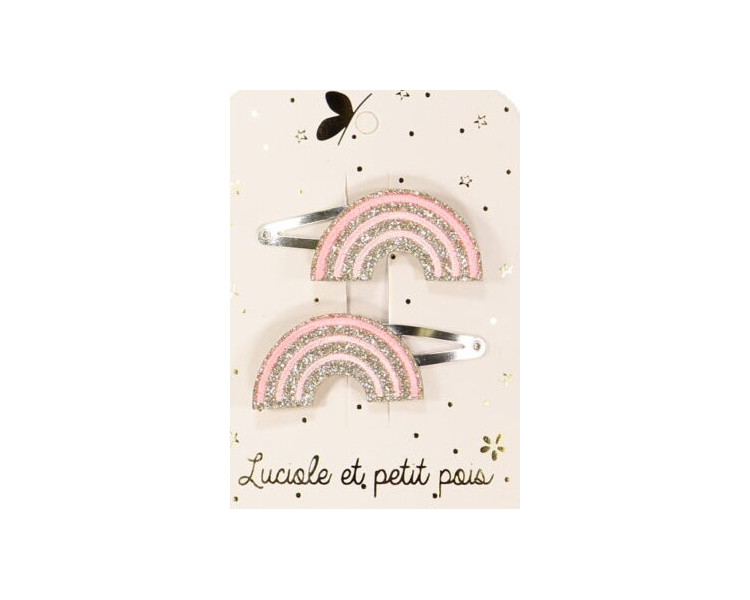 Barrette arc-en-ciel – Rose (paire)