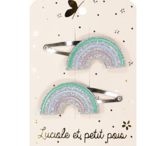 Barrette arc-en-ciel – Vert/bleu (paire)