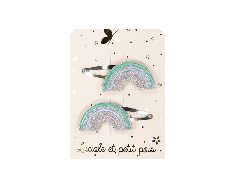 Barrette arc-en-ciel – Vert/bleu (paire)