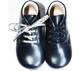 Chaussures bébés en cuir bleu marine pour fille ou garçon