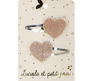 Barrettes coeurs – Rose (paire)