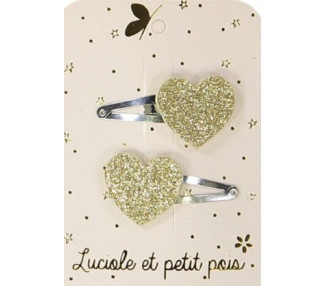 Barrettes coeurs – Doré (paire)