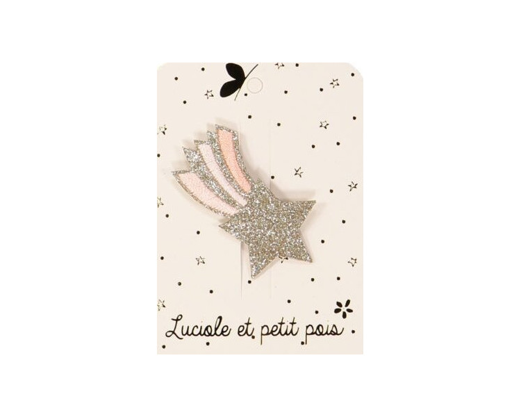 Barrette étoile filante brodée– Rose Barrette étoile filante brodée– Rose