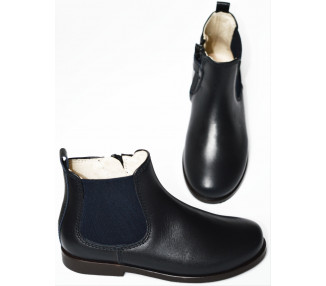 Boots bottines RESISTANTES élastique - cuir BLEU MARINE