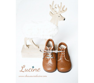 Chaussures pour bébé fille et garçon en cuir doublé laine de mouton chaude