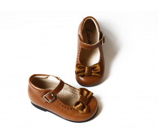 Chaussures babies en cuir pour bébés et enfants filles à noeud en satin