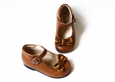 Chaussures babies en cuir pour bébés et enfants filles à noeud en satin