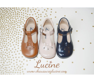 Bottillons montants pour filles en cuir confortable à noeuds